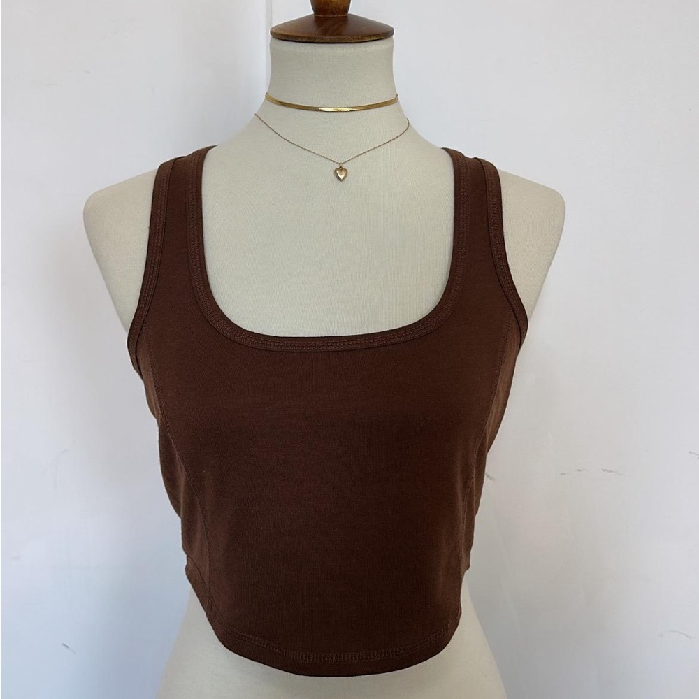 Forever 21 Brown Fitted Crop Tank Top